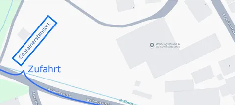Zufahrt zur Containeranlage an der Weihungsstraße 6 in Schwendi-Weihungszell